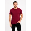 Erkek Basic Tişört Bisiklet Yaka Kısa Kol Günlük Yazlık Slim Fit T-shirt - Bordo