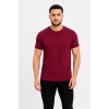 Erkek Basic Tişört Bisiklet Yaka Kısa Kol Günlük Yazlık Slim Fit T-shirt - Bordo