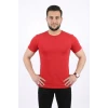 Erkek Basic Tişört Bisiklet Yaka Kısa Kol Günlük Yazlık Slim Fit T-shirt - Kırmızı
