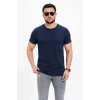 Erkek Basic Tişört Bisiklet Yaka Kısa Kol Günlük Yazlık Slim Fit T-shirt - Lacivert