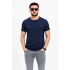 Erkek Basic Tişört Bisiklet Yaka Kısa Kol Günlük Yazlık Slim Fit T-shirt - Lacivert