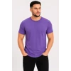 Erkek Basic Tişört Bisiklet Yaka Kısa Kol Günlük Yazlık Slim Fit T-shirt - Mor