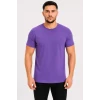 Erkek Basic Tişört Bisiklet Yaka Kısa Kol Günlük Yazlık Slim Fit T-shirt - Mor