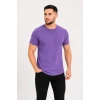 Erkek Basic Tişört Bisiklet Yaka Kısa Kol Günlük Yazlık Slim Fit T-shirt - Mor