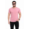 Erkek Basic Tişört Bisiklet Yaka Kısa Kol Günlük Yazlık Slim Fit T-shirt - Pembe