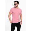 Erkek Basic Tişört Bisiklet Yaka Kısa Kol Günlük Yazlık Slim Fit T-shirt - Pembe