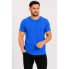 Erkek Basic Tişört Bisiklet Yaka Kısa Kol Günlük Yazlık Slim Fit T-shirt - Saks Mavisi