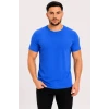 Erkek Basic Tişört Bisiklet Yaka Kısa Kol Günlük Yazlık Slim Fit T-shirt - Saks Mavisi