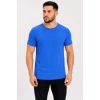 Erkek Basic Tişört Bisiklet Yaka Kısa Kol Günlük Yazlık Slim Fit T-shirt - Saks Mavisi