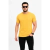 Erkek Basic Tişört Bisiklet Yaka Kısa Kol Günlük Yazlık Slim Fit T-shirt - Sarı