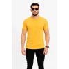 Erkek Basic Tişört Bisiklet Yaka Kısa Kol Günlük Yazlık Slim Fit T-shirt - Sarı