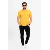 Erkek Basic Tişört Bisiklet Yaka Kısa Kol Günlük Yazlık Slim Fit T-shirt - Sarı