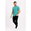 Erkek Basic Tişört Bisiklet Yaka Kısa Kol Günlük Yazlık Slim Fit T-shirt - Su Yeşili