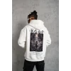 Erkek Baskılı Kapüşonlu Sweat - Beyaz