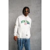Erkek Baskılı Kapüşonlu Sweatshirt - Beyaz