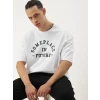Erkek Baskılı Oversize T-shirt - Beyaz