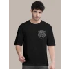Erkek Baskılı Oversize T-shirt - Siyah