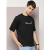 Erkek Baskılı Oversize T-shirt - Siyah