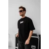 Erkek Baskılı Oversize T-shirt - Siyah