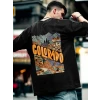 Erkek Baskılı Oversize T-shirt - Siyah