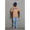 Erkek Baskılı T-shirt Kısa Kol Bisiklet Yaka Regular Fit Rahat Kalıp Günlük Tişört - Bej
