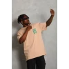 Erkek Baskılı T-shirt Kısa Kol Bisiklet Yaka Regular Fit Rahat Kalıp Günlük Tişört - Bej