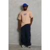 Erkek Baskılı T-shirt Kısa Kol Bisiklet Yaka Regular Fit Rahat Kalıp Günlük Tişört - Bej