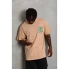 Erkek Baskılı T-shirt Kısa Kol Bisiklet Yaka Regular Fit Rahat Kalıp Günlük Tişört - Bej
