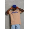 Erkek Baskılı T-shirt Kısa Kol Bisiklet Yaka Regular Fit Rahat Kalıp Günlük Tişört - Bej