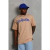 Erkek Baskılı T-shirt Kısa Kol Bisiklet Yaka Regular Fit Rahat Kalıp Günlük Tişört - Bej