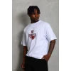 Erkek Baskılı T-shirt Kısa Kol Bisiklet Yaka Regular Fit Rahat Kalıp Günlük Tişört - Beyaz