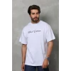 Erkek Baskılı T-shirt Kısa Kol Bisiklet Yaka Regular Fit Rahat Kalıp Günlük Tişört - Beyaz