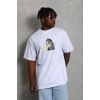 Erkek Baskılı T-shirt Kısa Kol Bisiklet Yaka Regular Fit Rahat Kalıp Günlük Tişört - Beyaz