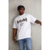 Erkek Baskılı T-shirt Kısa Kol Bisiklet Yaka Regular Fit Rahat Kalıp Günlük Tişört - Beyaz