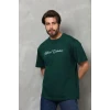Erkek Baskılı T-shirt Kısa Kol Bisiklet Yaka Regular Fit Rahat Kalıp Günlük Tişört - Çağla Yeşili