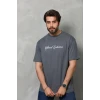 Erkek Baskılı T-shirt Kısa Kol Bisiklet Yaka Regular Fit Rahat Kalıp Günlük Tişört - Füme