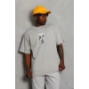 Erkek Baskılı T-shirt Kısa Kol Bisiklet Yaka Regular Fit Rahat Kalıp Günlük Tişört - Gri