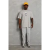 Erkek Baskılı T-shirt Kısa Kol Bisiklet Yaka Regular Fit Rahat Kalıp Günlük Tişört - Gri