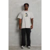 Erkek Baskılı T-shirt Kısa Kol Bisiklet Yaka Regular Fit Rahat Kalıp Günlük Tişört - Gri
