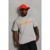 Erkek Baskılı T-shirt Kısa Kol Bisiklet Yaka Regular Fit Rahat Kalıp Günlük Tişört - Gri