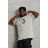 Erkek Baskılı T-shirt Kısa Kol Bisiklet Yaka Regular Fit Rahat Kalıp Günlük Tişört - Gri