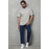 Erkek Baskılı T-shirt Kısa Kol Bisiklet Yaka Regular Fit Rahat Kalıp Günlük Tişört - Gri