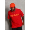 Erkek Baskılı T-shirt Kısa Kol Bisiklet Yaka Regular Fit Rahat Kalıp Günlük Tişört - Kırmızı