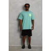 Erkek Baskılı T-shirt Kısa Kol Bisiklet Yaka Regular Fit Rahat Kalıp Günlük Tişört - Mint Yeşili