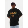 Erkek Baskılı T-shirt Kısa Kol Bisiklet Yaka Regular Fit Rahat Kalıp Günlük Tişört - Siyah