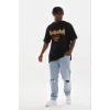 Erkek Baskılı T-shirt Kısa Kol Bisiklet Yaka Regular Fit Rahat Kalıp Günlük Tişört - Siyah