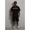 Erkek Baskılı T-shirt Kısa Kol Bisiklet Yaka Regular Fit Rahat Kalıp Günlük Tişört - Siyah