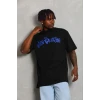 Erkek Baskılı T-shirt Kısa Kol Bisiklet Yaka Regular Fit Rahat Kalıp Günlük Tişört - Siyah