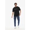 Erkek Baskılı T-shirt Kısa Kol Bisiklet Yaka Regular Fit Rahat Kalıp Günlük Tişört - Siyah