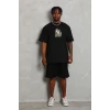 Erkek Baskılı T-shirt Kısa Kol Bisiklet Yaka Regular Fit Rahat Kalıp Günlük Tişört - Siyah